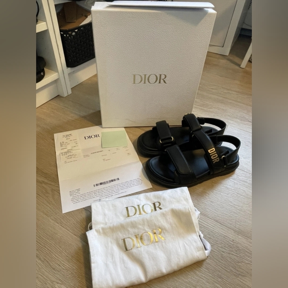 Dior Black Lambskin Sandals